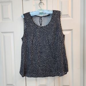 [L] Nile‎ Black and White Patterned Women's Sleeveless Blouse Size Large